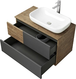 Акватон Мебель для ванной Терра 85 дуб кантри/антрацит – фотография-3